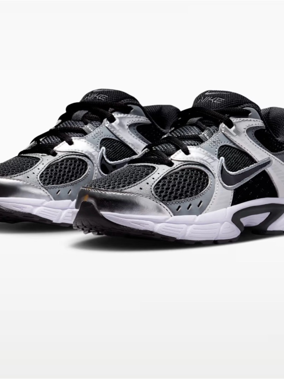 Nike Kids Black and Silver Mesh Athletic Sneakers